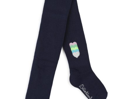 Girls Navy Logo Tights on Sale