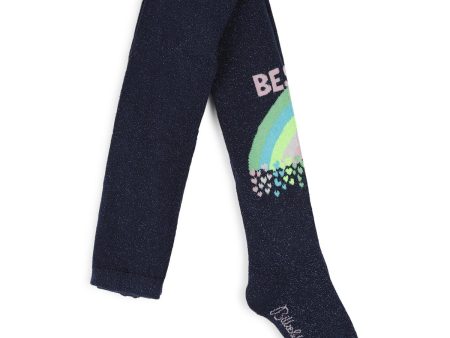 Girls Blue Logo Tights For Discount