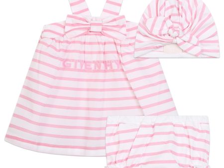 Baby Girls Pink Stripes Cotton Dress Set Online