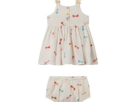 Baby Girls White Embroidered Dress Set Sale