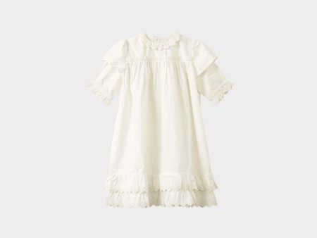 Girls White Ruffled Cotton Dress Fashion