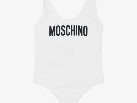 Girls White Logo Swimsuit Online