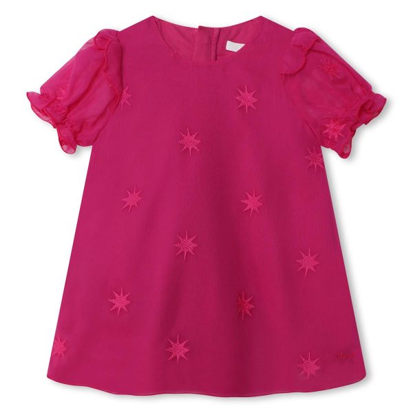 Baby Girls Fuchsia Embroidered Dress Fashion