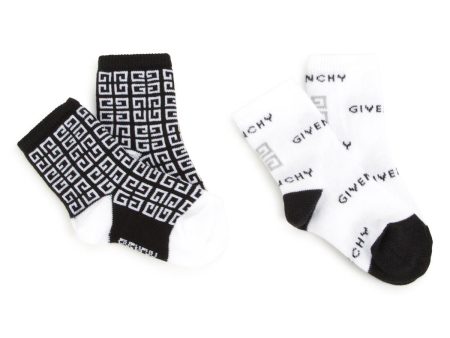 Baby Boys Black Logo Cotton Socks(2 Pack) Hot on Sale