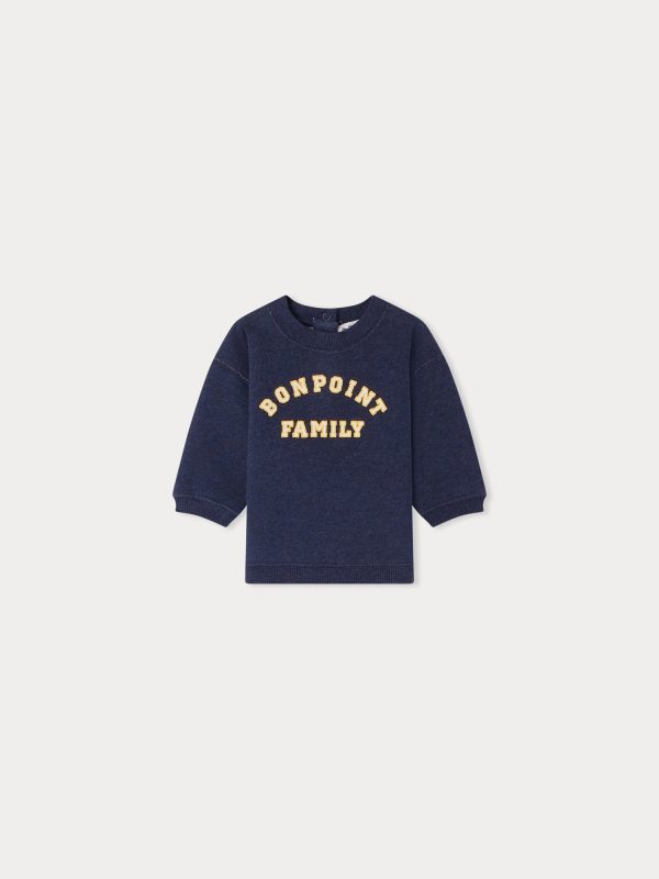 Baby Boys & Girls Dark Blue Logo Cotton Sweatshirt Discount