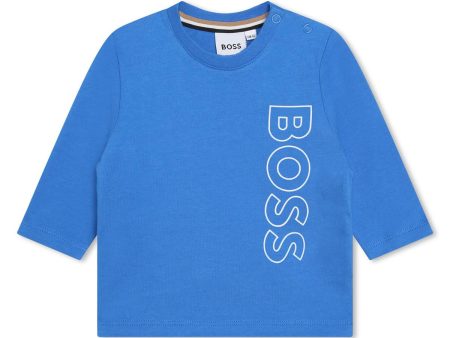 Baby Boys Blue Logo Cotton T-Shirt For Discount