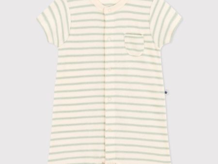 Baby Boys & Girls Green Stripes Cotton Babysuit Discount