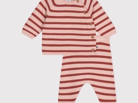 Baby Boys & Girls Pink Stripes Cotton Set Fashion