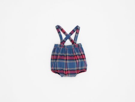 Baby Boys & Girls Blue Check Cotton Strap Shorts Online now