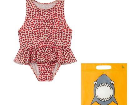 Baby Girls Red Heart Swimsuit Cheap