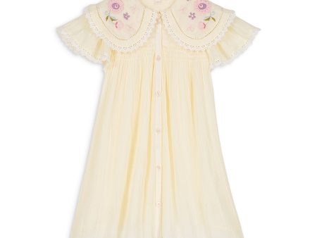 Girls Yellow Embroidered Cotton Dress For Sale