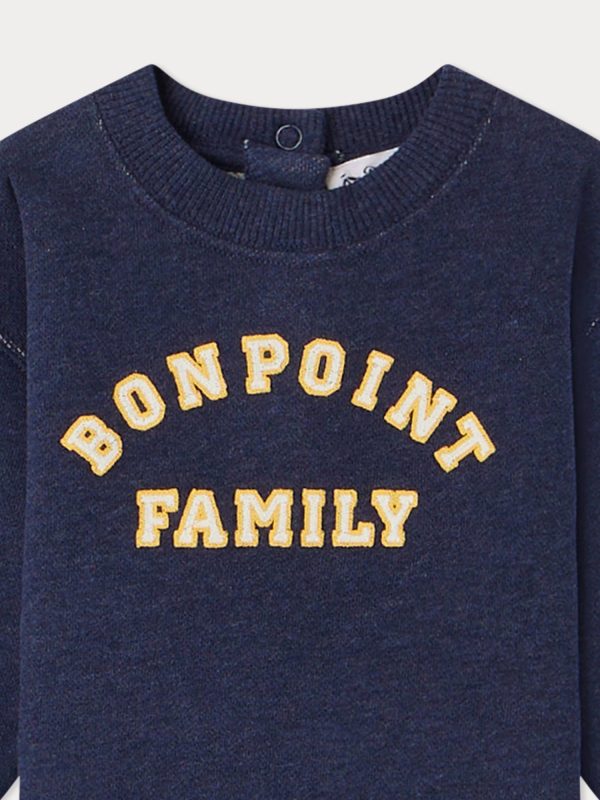 Baby Boys & Girls Dark Blue Logo Cotton Sweatshirt Discount