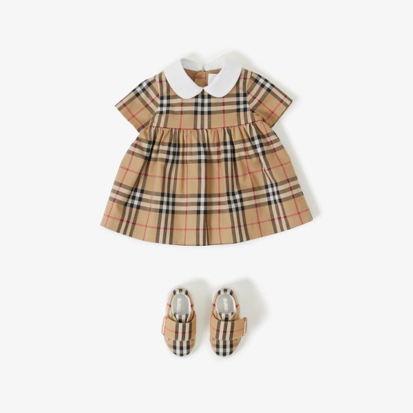 Baby Girls Beige Check Cotton Dress Online now