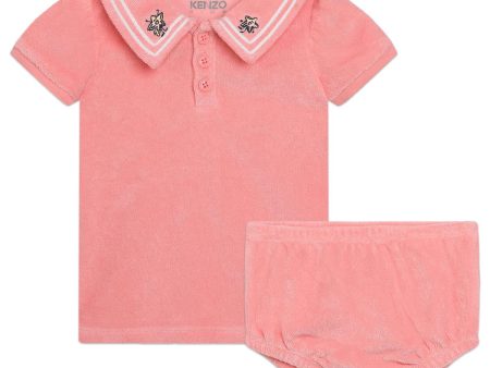 Baby Girls Pink Cotton Dress Set For Cheap