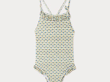 Girls Multicolor Check Swimsuit Fashion