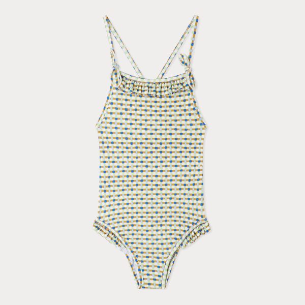 Girls Multicolor Check Swimsuit Fashion