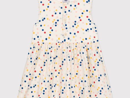 Baby Girls Multicolor Dots Cotton Dress For Cheap