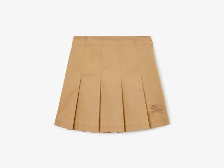 Girls Beige Cotton Pleated Skirt Online Hot Sale