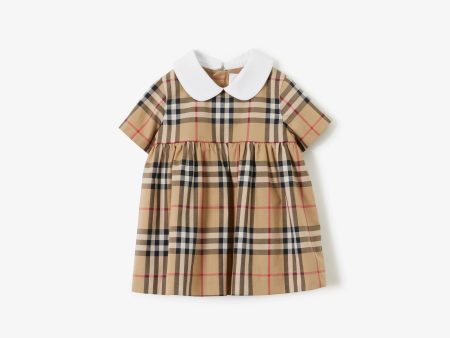 Baby Girls Beige Check Cotton Dress Online now