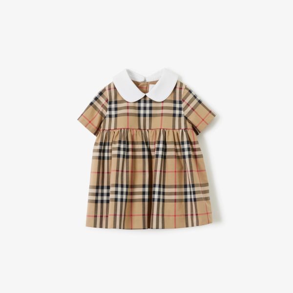 Baby Girls Beige Check Cotton Dress Online now