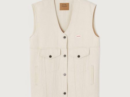 Women White Cotton Gilet Online now