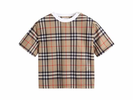 Baby Boys Beige Check T-Shirt on Sale