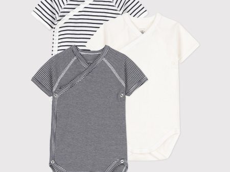 Baby Boys & Girls Black Stripes Cotton Babysuit Set(3 Pack) Cheap