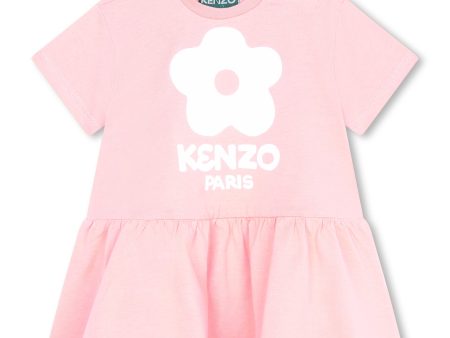 Baby Girls Pink Logo Cotton Dress Online now