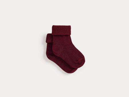 Baby Boys & Girls Wine Red Cotton Socks For Sale