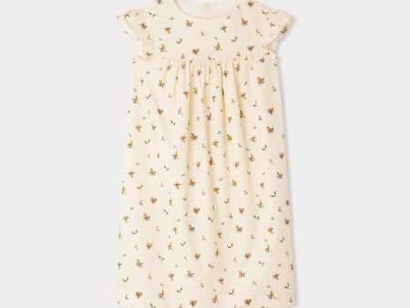 Girls Beige Floral Cotton Dress Hot on Sale