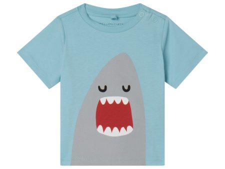 Baby Boys Light Blue Printed Cotton T-Shirt For Sale