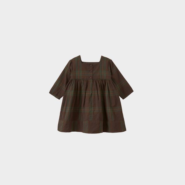 Baby Girls Brown Check Cotton Dress Supply