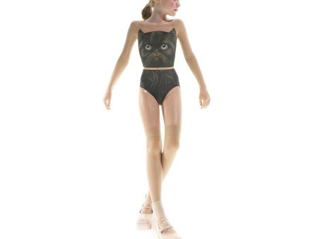 Girls Black Cat Boatneck Ballet Onesies Cheap