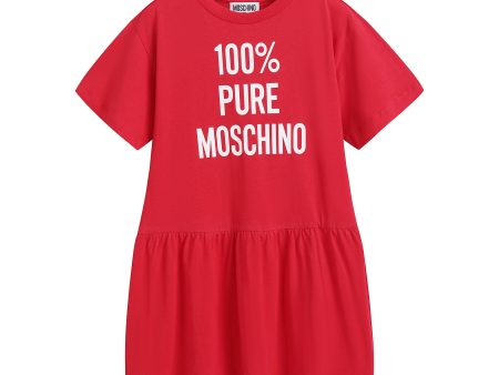 Girls Red Logo Cotton Dress Cheap