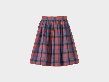 Girls Blue Check Cotton Skirt Discount