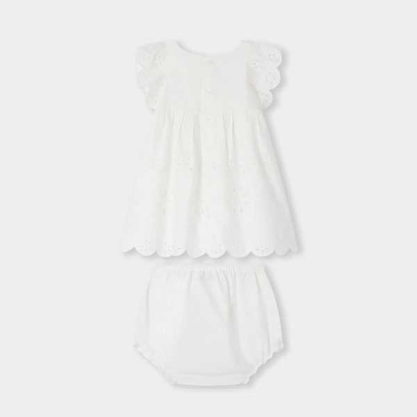 Baby Girls White Embroidered Cotton Dress Set Online