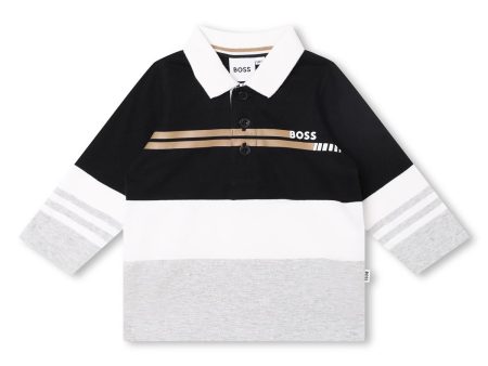 Baby Boys Black Cotton Polo Shirt For Sale