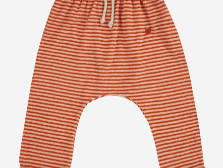 Baby Boys & Girls Orange Stripes Cotton Trousers For Discount