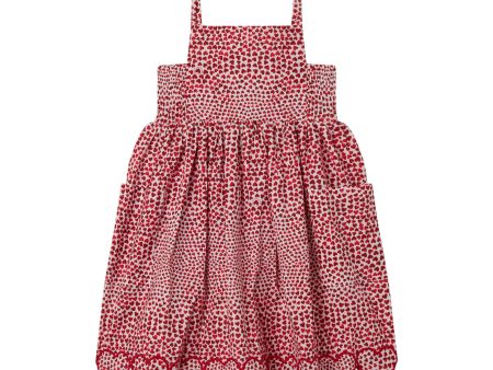 Girls Red Heart Cotton Strap Dress on Sale