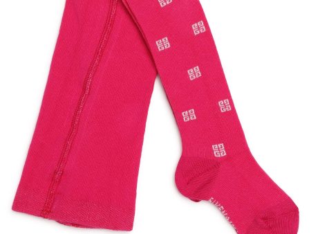 Baby Girls Fuchsia Logo Cotton Tights on Sale