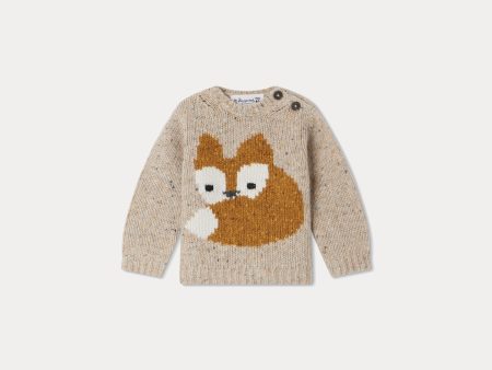 Baby Boys Beige Fox Wool Sweater Online Hot Sale