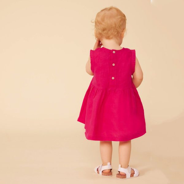 Baby Girls Fuchsia Linen Dress Sale