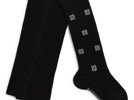 Baby Girls Black Logo Cotton Tights For Sale