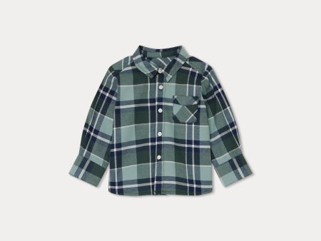 Baby Boys Green Check Cotton Shirt Discount